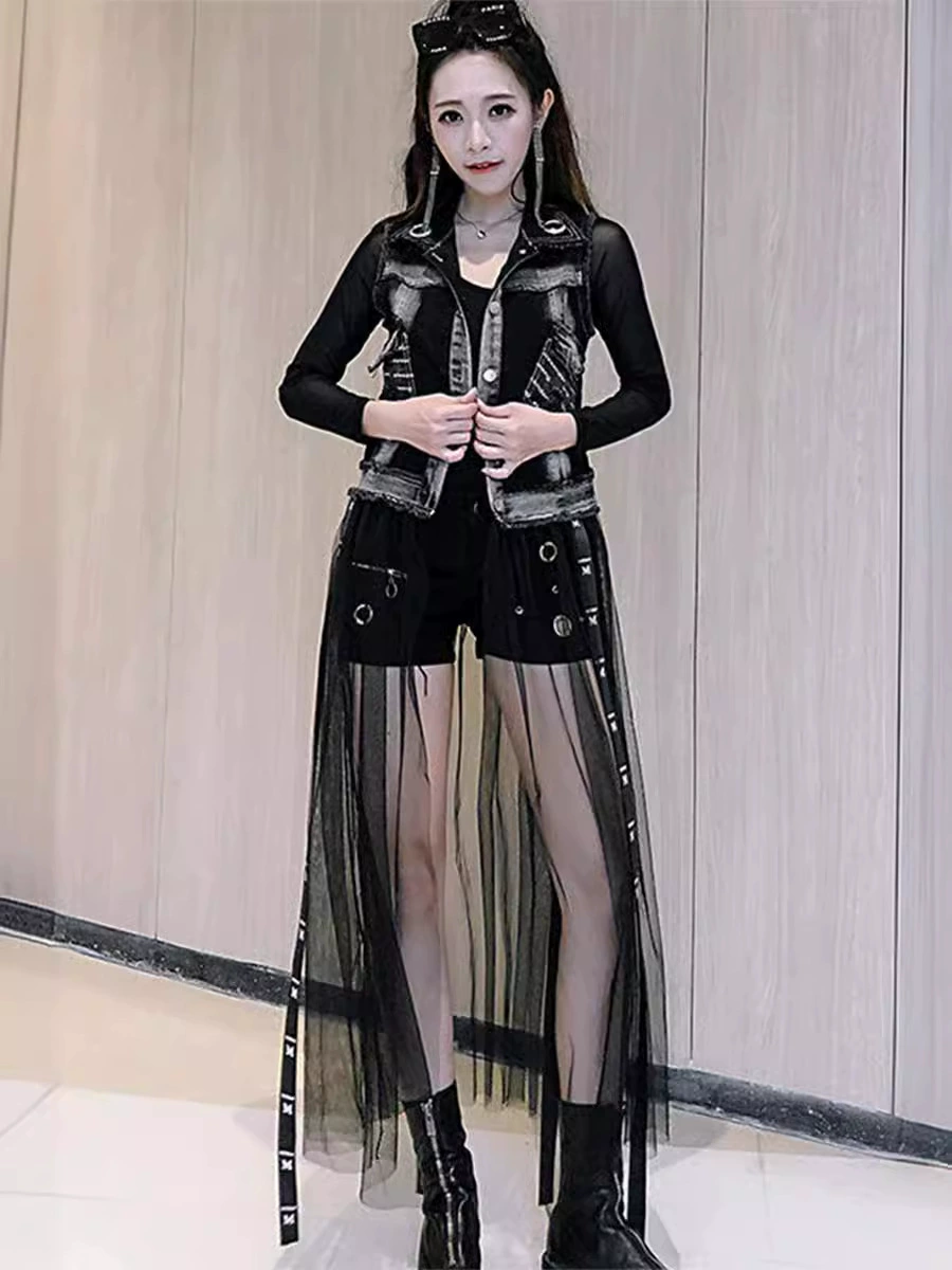 Облегающий модный джинсовый длинный жилет, корейский стиль, стиль Chanel, мидл-лонг