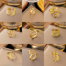 跨境欧美304不锈钢戒指开口不掉色食指戒简约冷淡风钛钢戒指批发