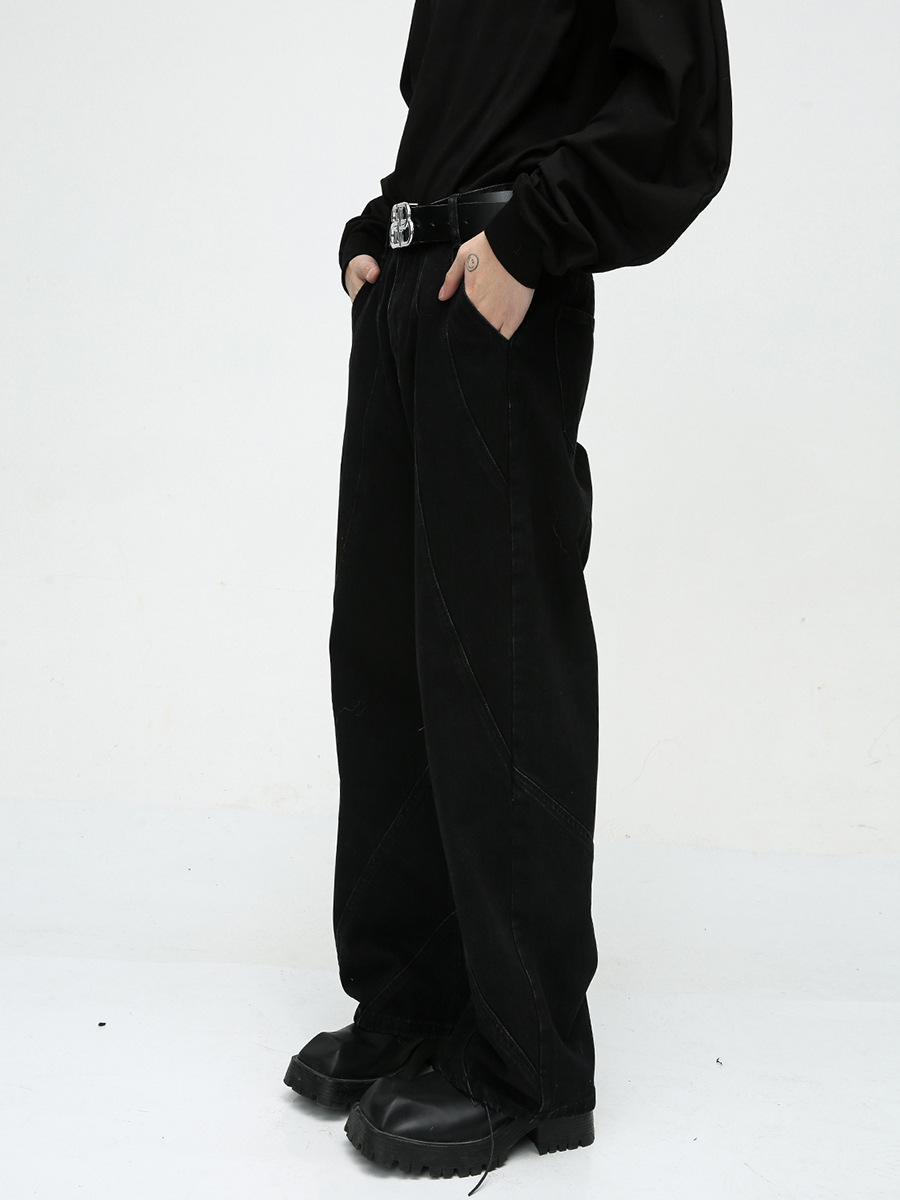 Mtlclothes ropa de Hombre | 2023 otoño nueva moda Americana recta drapeado casual pierna ancha jeans moda