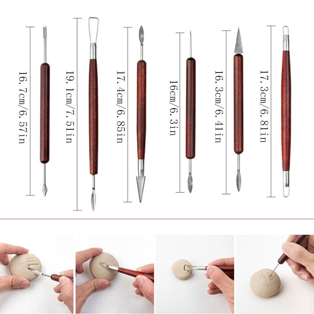 Set de herramientas de cerámica transfronterizo de 12 piezas - Cuchillo de tallado/raspador para arcilla, herramientas auxiliares para arcilla suave