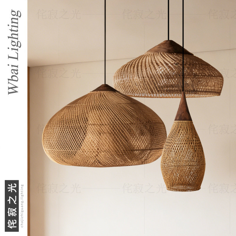 Wabi-sabi style vintage chandelier, Japanese-style rattan weaving, suitable for living rooms, hotels, restaurants, guesthouses, tea rooms, and Southeast Asian dining rooms