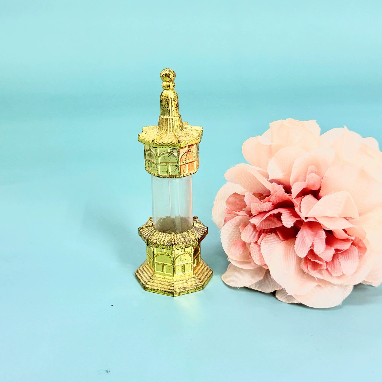 Стеклянная бутылка для эфирных масел в индустриальном стиле, шестиугольная форма, креативные декоративные элементы, бутылка из металла в стиле Ближнего Востока