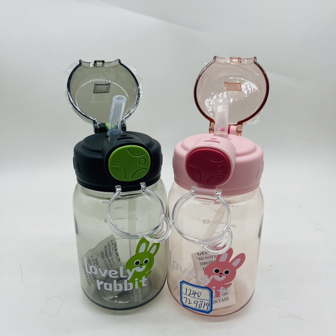 Nuevas tazas de plástico mangas portátiles de verano tazas de agua de niños tazas de plástico mangas estudiantes lindas tazas de conejo de dibujos animados