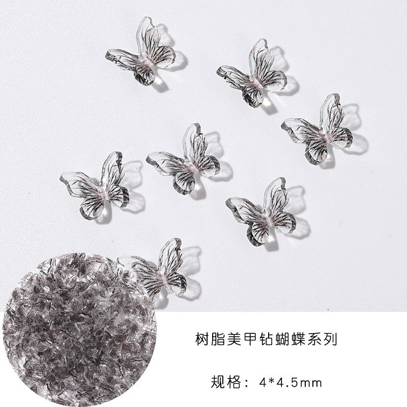 Acrílico mariposa resina tridimensional accesorios de uñas accesorios de flores plástico transparente uñas hechas a mano material DIY image 46