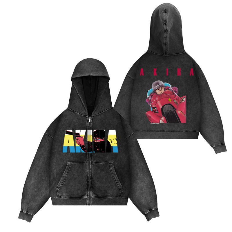 AKIRA Akira Japanese Animation Surrounding Retro Washed Loose European and American Foreign Trade Direct Spray Hoodie Sweater Autumn