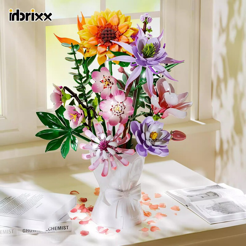 Penrose Small Particle Building Blocks Flower Simulation Sunflower Peach Blossom Peony Carnation Eternal Flower Building Block Toys Penrose Small Particle Building Blocks Flower Simulation Sunflower Peach Blossom Peony Carnation Eternal Flower Building Block Toys