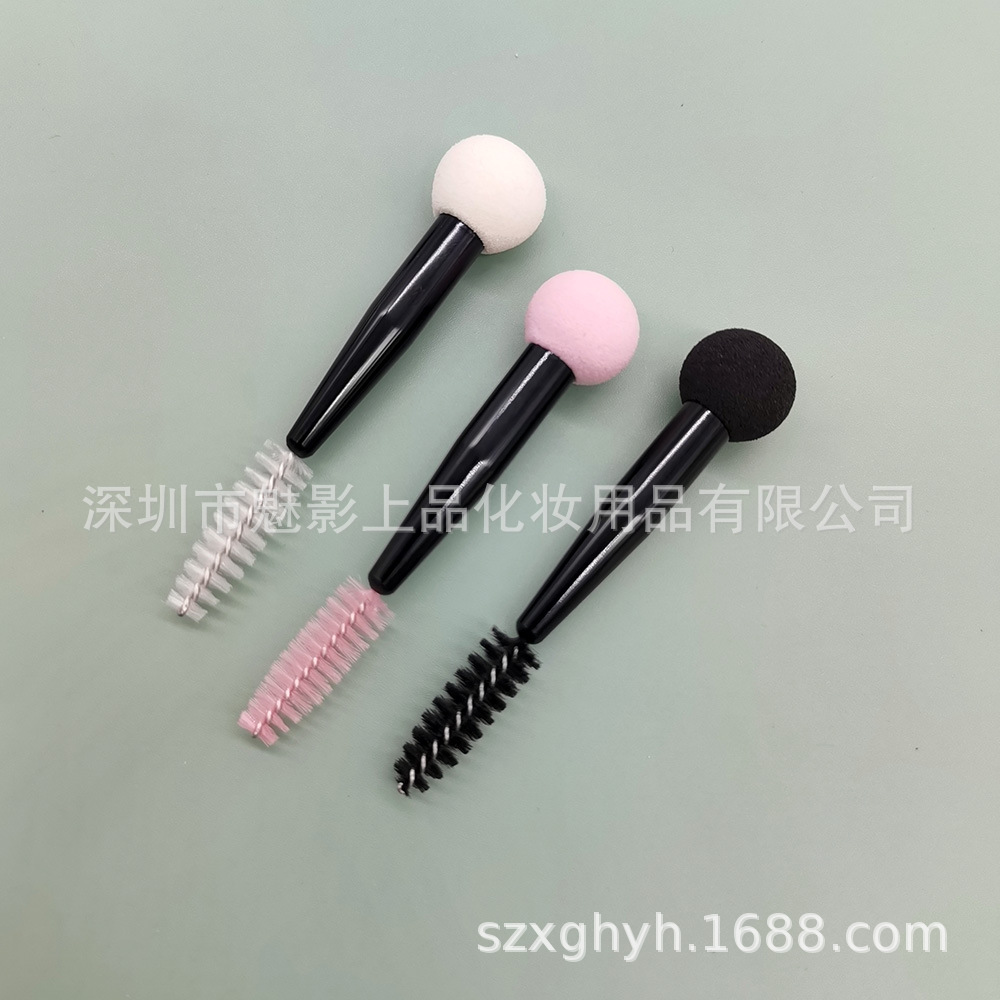 Esponja de doble cabeza cepillo de maquillaje ceja sello ceja polvo ceja líquido crema fácil ceja pestañas formación recubrimiento líquido cepillo