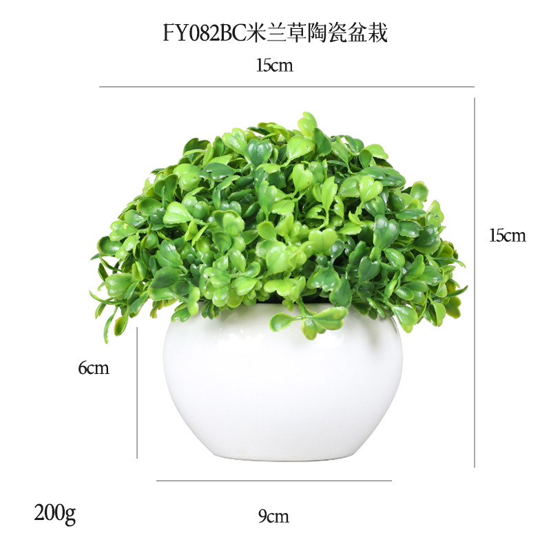 Planta Artificial de Bola Verde en Maceta de Cerámica y Plástico Decorativa para Escritorio