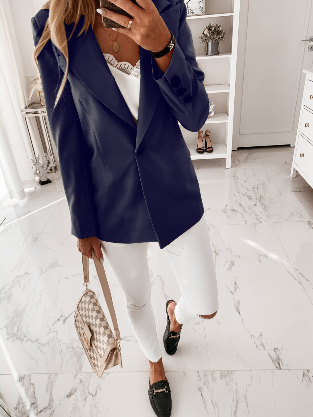 Women's Clothing Long sleeved Solid Color Button Suit Women's Jacket Cardigan_senzul.com