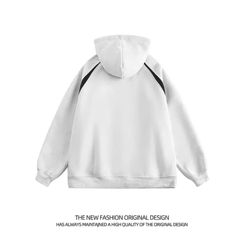 American Heavyweight Grey Hooded Sweatshirt Jacket for Men, Trendy Brand, Loose Oversize, Spliced Contrast Color Zip-Up