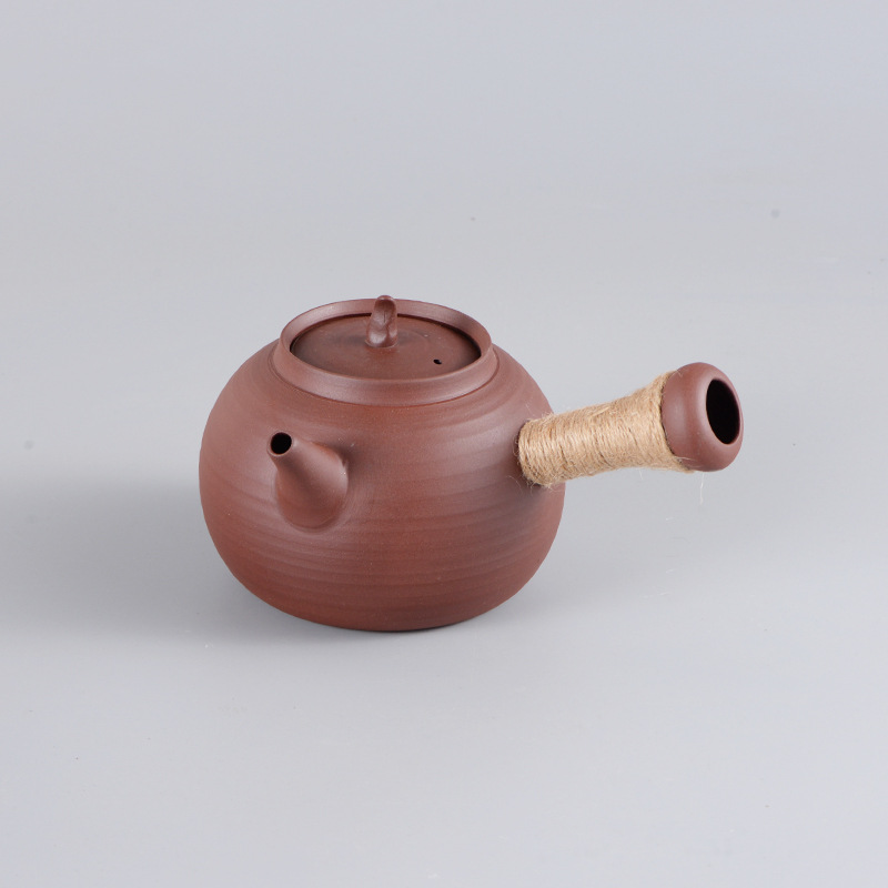 潮州功夫茶具砂铫红泥侧把烧水壶炭火炉煮水壶电陶炉红泥砂铫