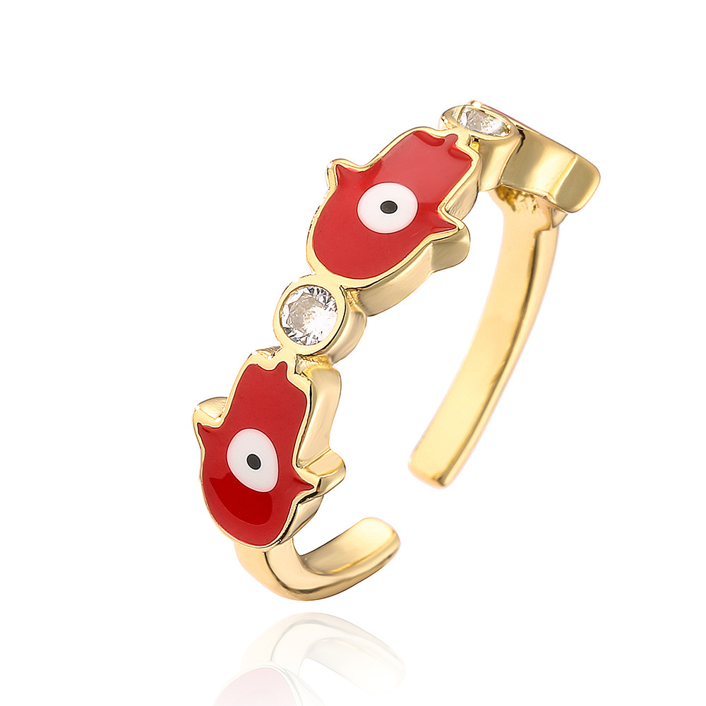 Fashion Glasses Copper Inlay Zircon Open Ring 1 Piece