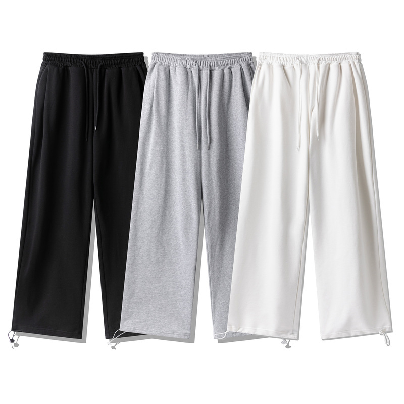 300g Cotton Pants for Spring, Autumn, and Summer, Casual Loose Fit, Customizable with Logo Print, Pattern, or Text, Solid Color Jogger Pants