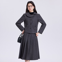 厚款西装套装女2025秋冬新款职业装气质时尚休闲呢子西服套裙
