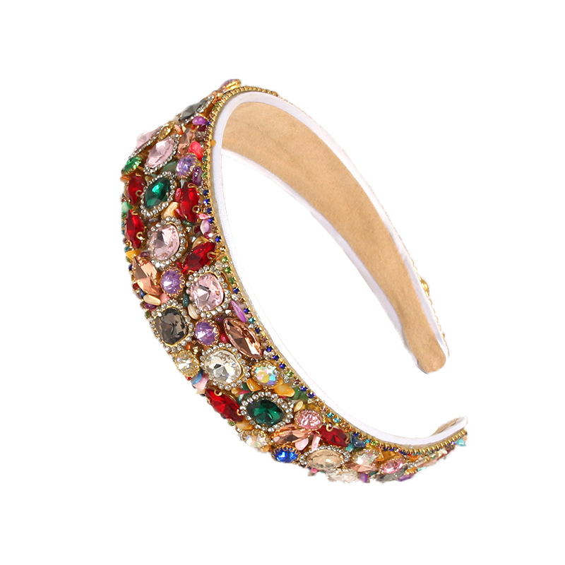 Retro Style Retro Geometric Cloth Inlay Rhinestones Hair Band