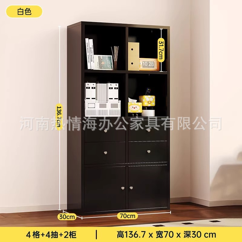 신형 블랙 세로형 4칸 수납 + 4단 서랍 + 2도어 (뒷판 포함)