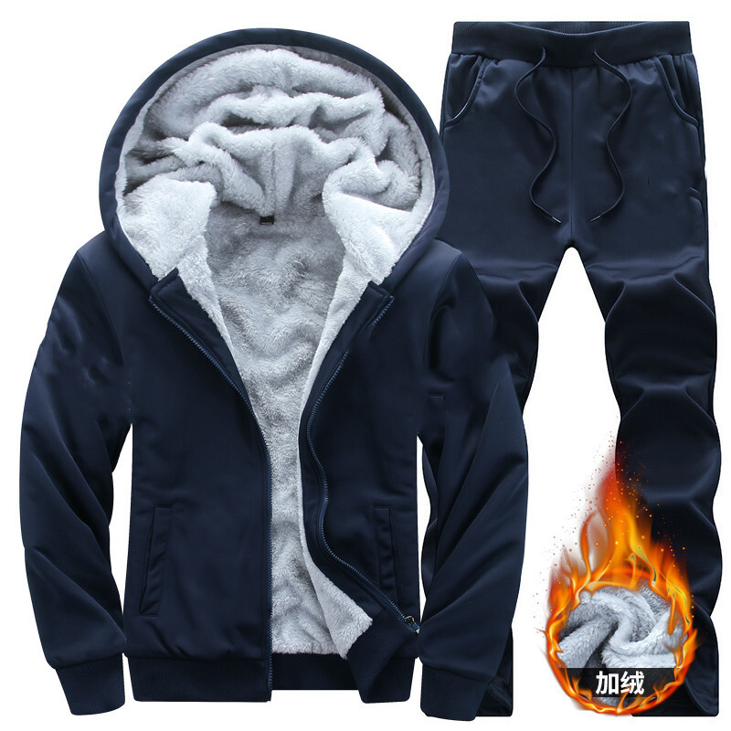 Comercio exterior Amazonas invierno trajes deportivos para hombres con cremallera de lana sólida Cardigan con chaqueta con capuz para hombres