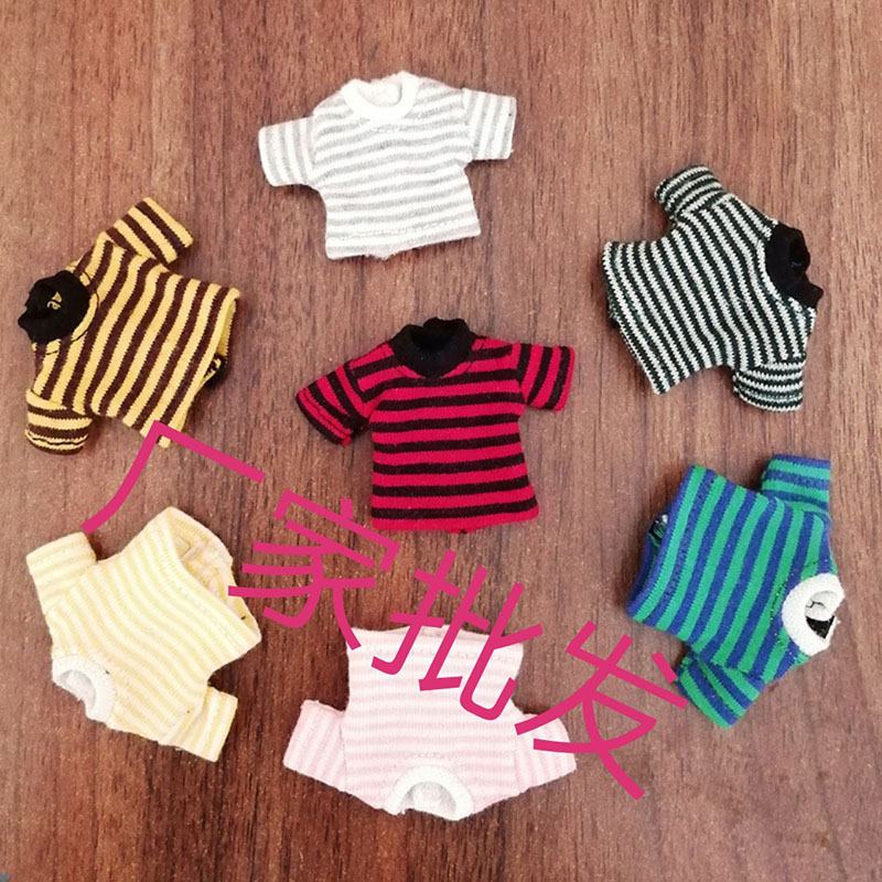 Manufacturer Wholesale Ob11 Baby Clothes Gsc Clay 12 Points Bjd Stripesd Short-Sleeved Beautiful Knot Pig Vest Doll