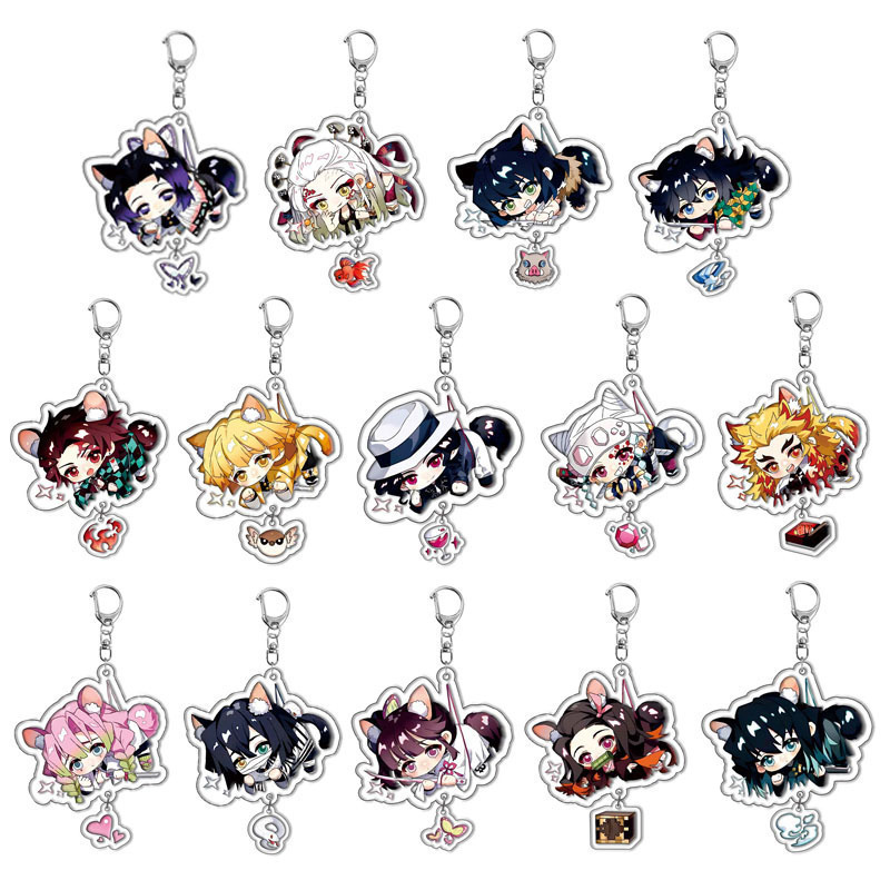 New Demon Slayer Anime Merchandise Keychain Tanjiro Nezuko High-Quality Backpack Pendant Acrylic