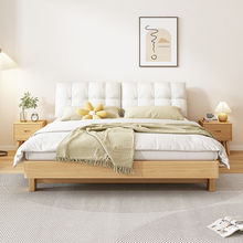 全实木床出租房经济型家用1米单人床1.5米主卧带软包双人床大床架