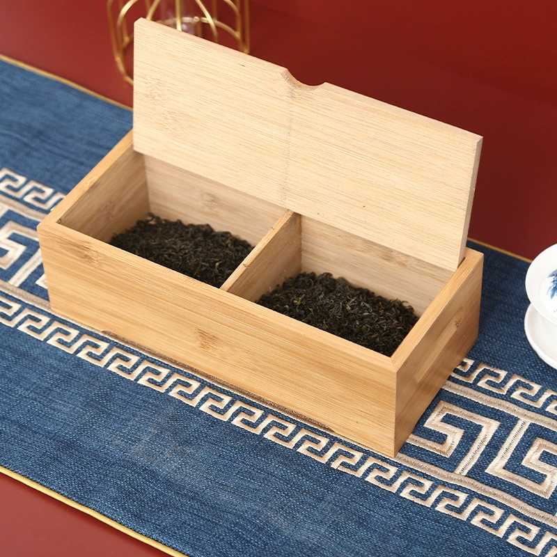 Бамбук и дерево разделенная коробка для хранения чая две сетки деревянная коробка чая упаковывая с крышкой флип всякая упаковочная коробка