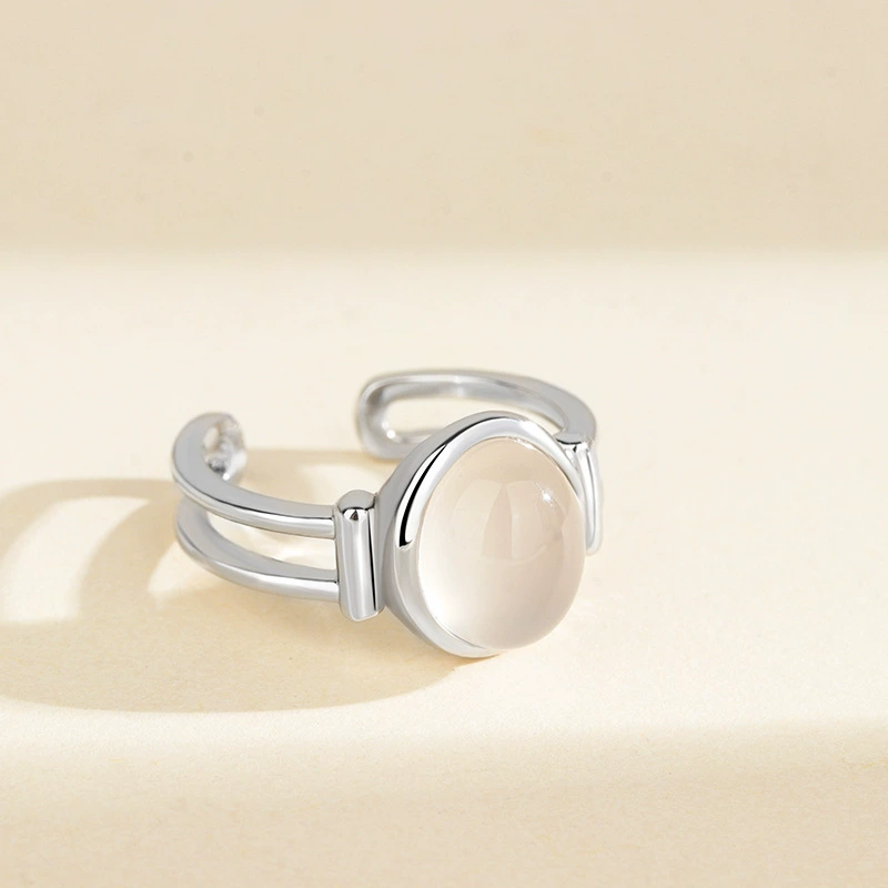 Small design ring white jade, silver 925 sample, trend of season, internet celebrity