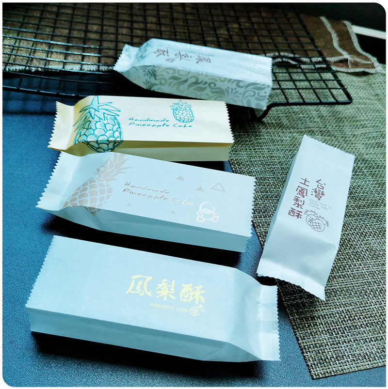 Bolsa de embalaje de pastel de piña bolsa de papel de algodón Taiwán máquina de pastel de piña bolsa de sellado bolsa de embalaje de galletas de pastelería 100 piezas