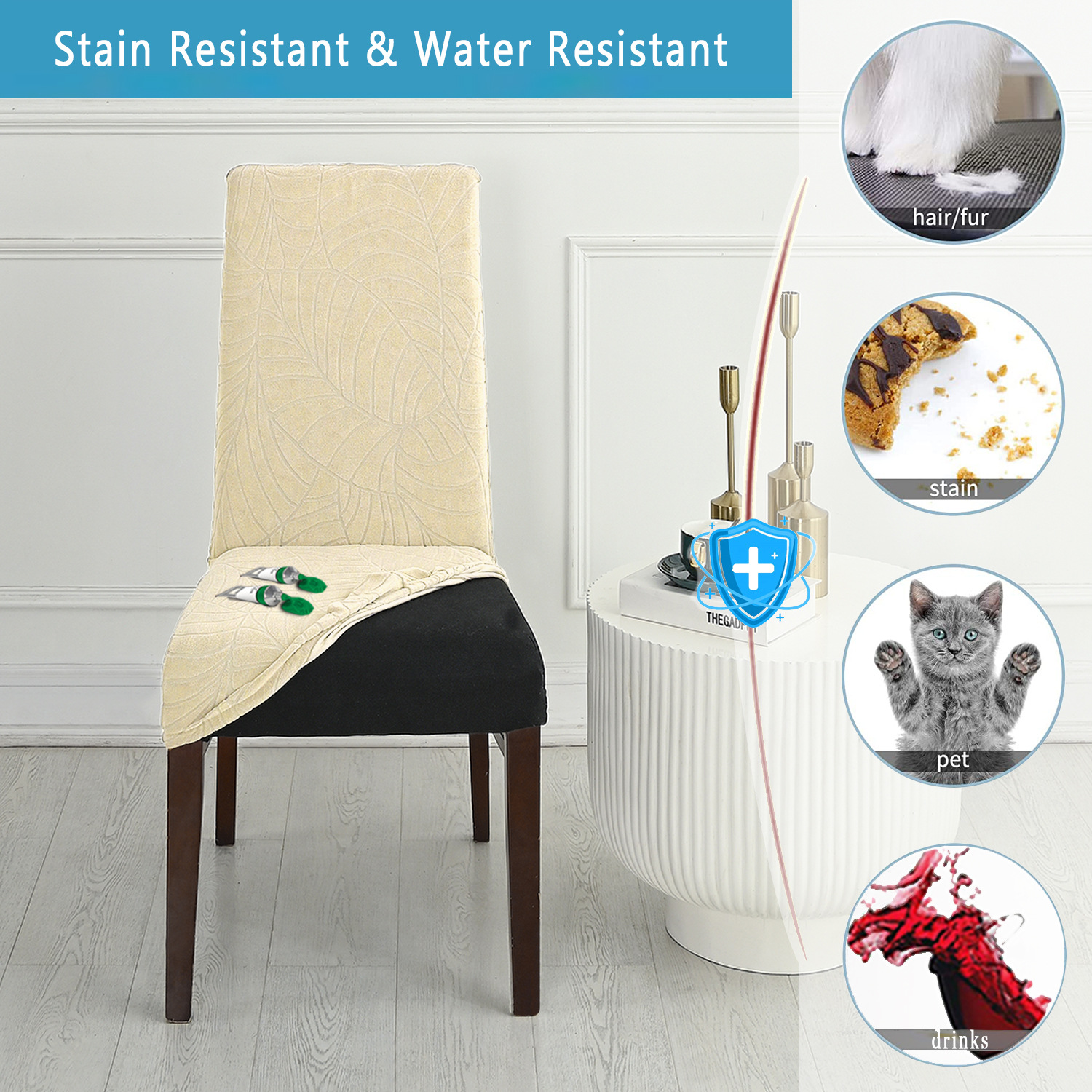 Funda de silla jacquard a prueba de salpicaduras transfronteriza, funda universal para silla de hogar, funda para media silla, funda para taburete regular