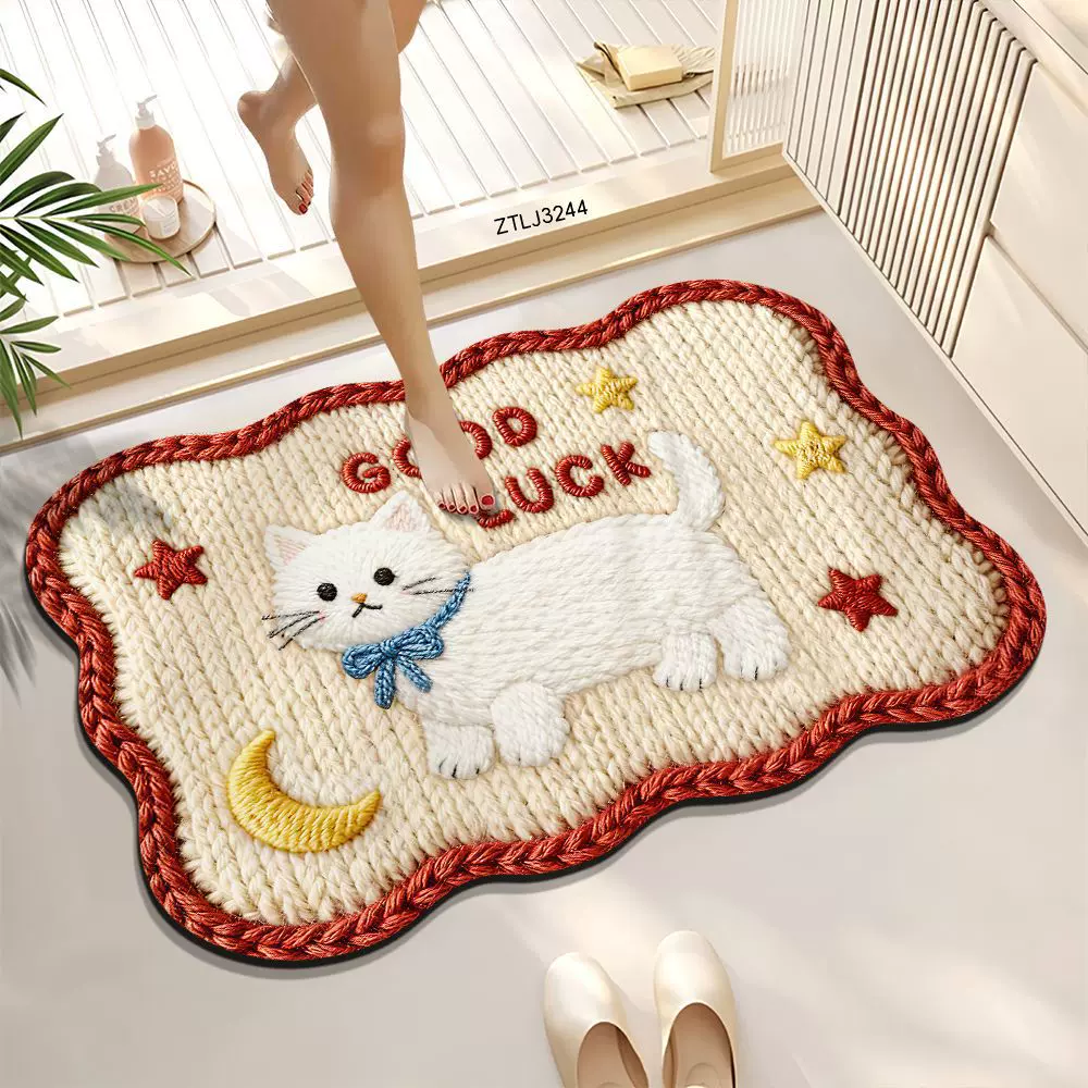 清新浴室地垫卫生间门口吸水防滑脚垫家用厕所可爱风吸水速干地毯