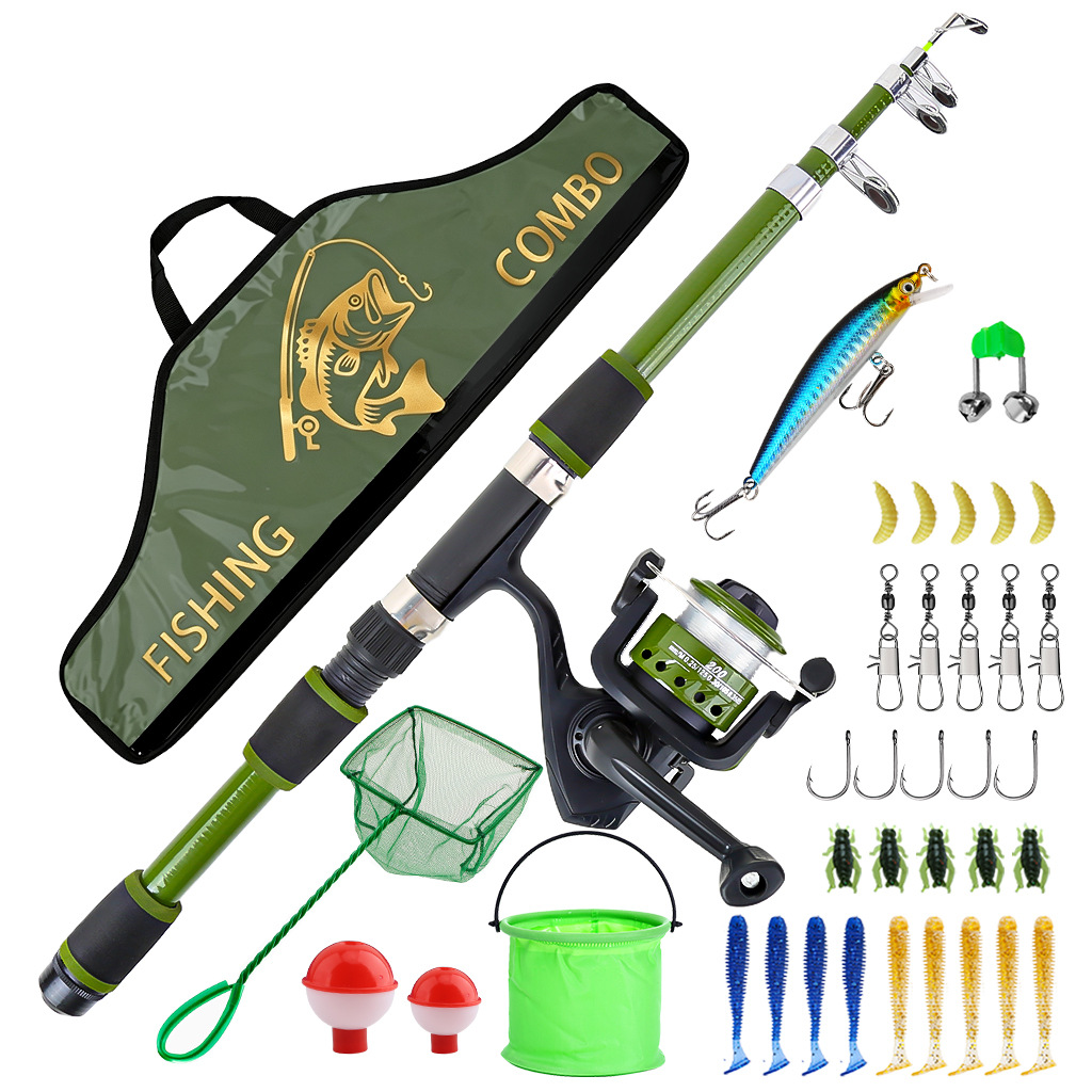 1.8M Telescopic Fishing Rod and Reel Set, Portable Fishing Gear Set, Cross-Border Fishing Rod, All-in-One Fishing Rod, Wholesale