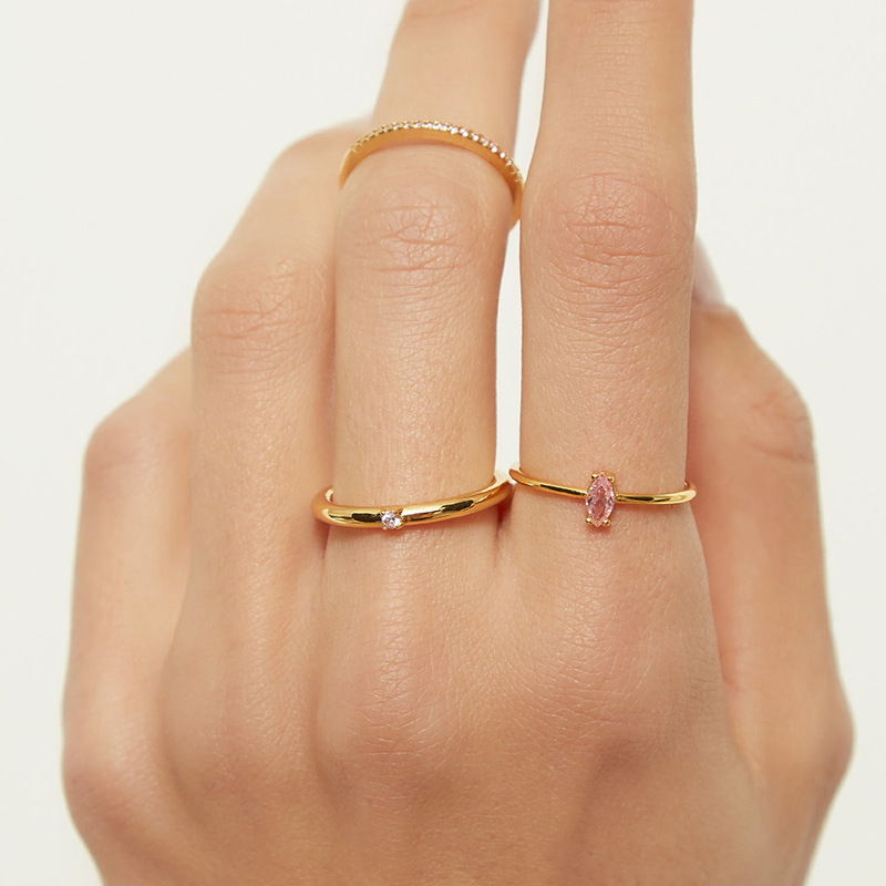 Fashion Geometric Copper Inlaid Zircon Rings
