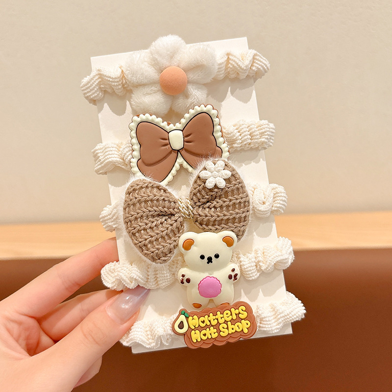 Otoño y invierno niños leche de café flor cabello anillo de cabello chica lindo cabello de cabello de alta elasticidad elástico