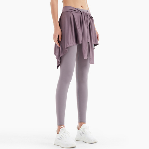 European and American sports yoga short skirt with anti-exposure straps and a hip-covering scarf ballet dance skirt