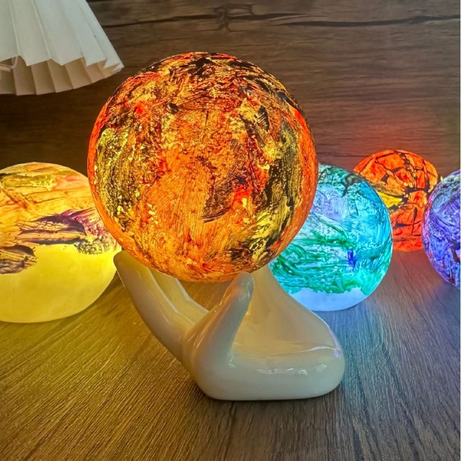 Transfronterizos dibujados a mano 3D luz planetaria diy luz lunar pintada a mano pintada parental salón de eventos fiesta pequeña