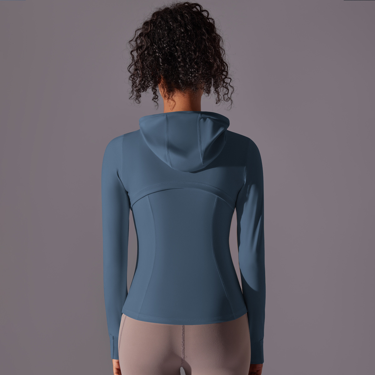 Nuevo bolsillo con cremallera de nylon de doble cara chaqueta deportiva encapuchada para correr y ejercicios yoga chaqueta de manga larga para mujeres