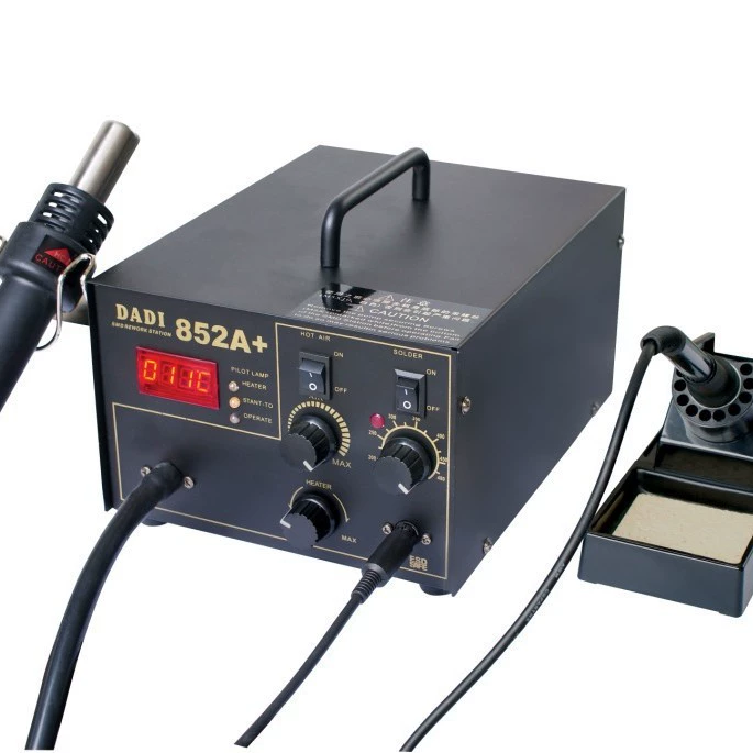 Комбинированная паяльная станция двойного назначения с цифровым дисплеем для распайки горячим воздухом DADI 852A +