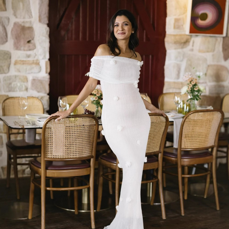 2025 Cross-Border European and American Clothing New Holiday Style Tube Top Long Skirt Design Slim Floral One-Shoulder Dress