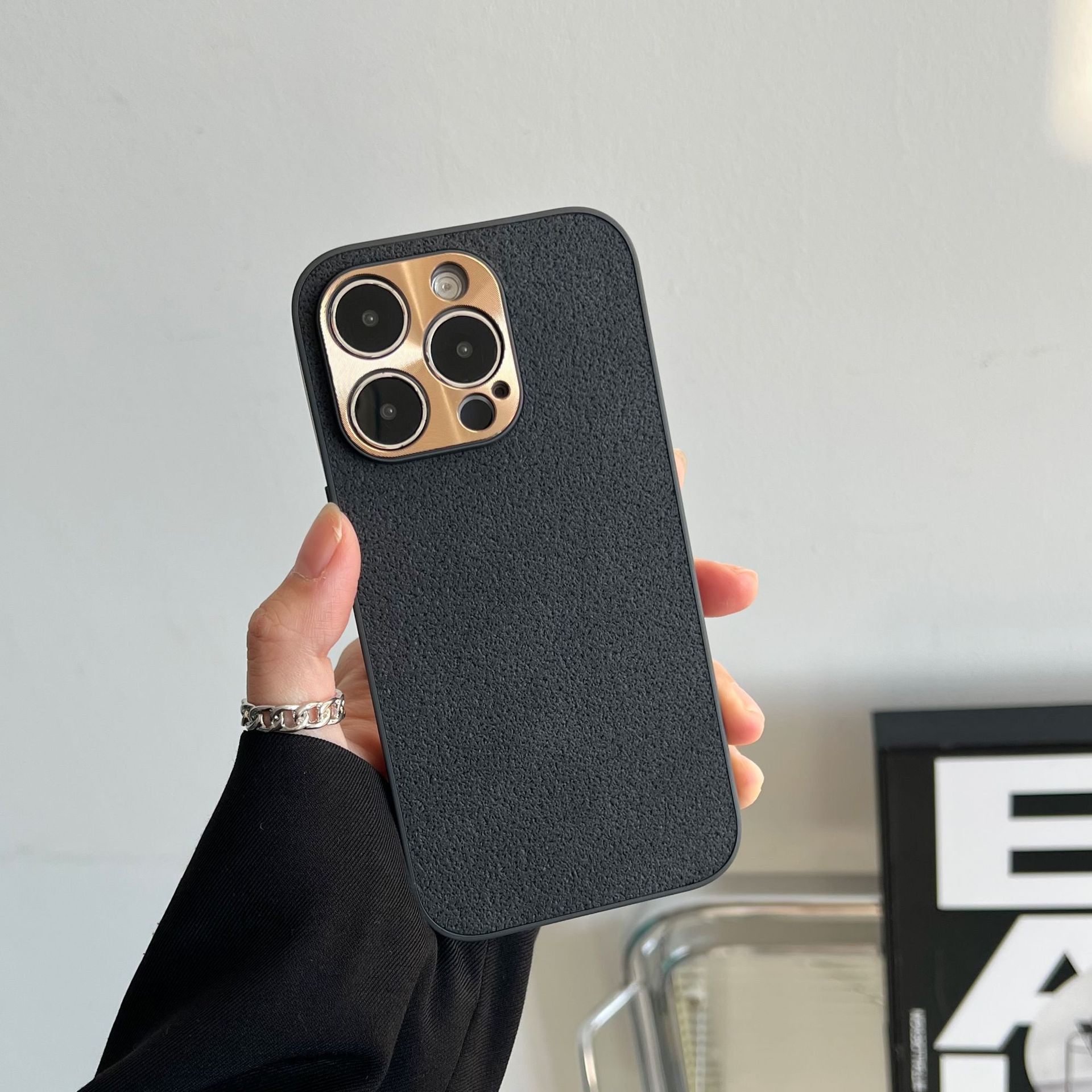 Otoño e invierno color sólido patrón de pozo de luna para Apple 16ProMax funda para teléfono móvil iphone14 simple 15 hombres y mujeres 13 todo incluido