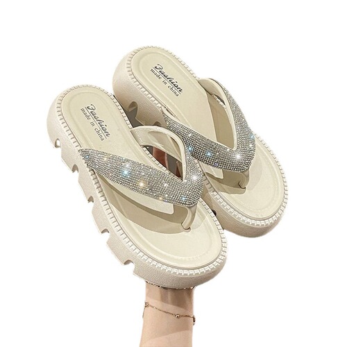  new summer style shiny rhinestone flip-flops for women, high-end flip-flops, women's shoes, trendy lazy cool wholesale