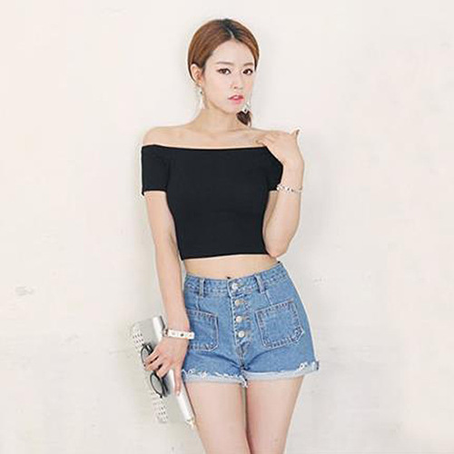 Cross-border women's clothing wholesale 2024 spring and summer new one-shoulder sleeveless T-shirt Korean style women's bare-chested top