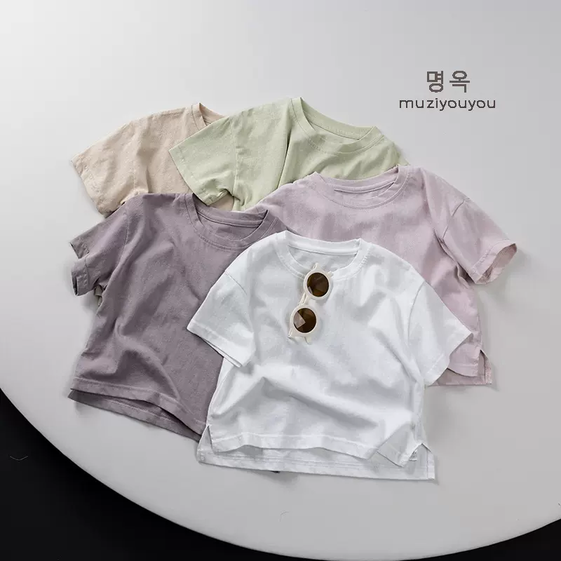 夏日多巴胺~儿童短袖薄款基础百搭T恤2025新男女宝宝韩版上衣童装