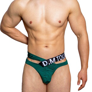 D.M Low Waist Sexy Men's Underwear Sling Letter Thong T Pants Fashion Nylon Single Ding Temptation Fun Internet Popular