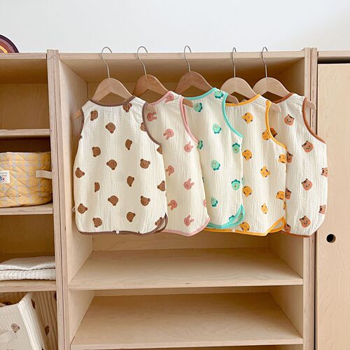 Korean ins baby sleeping bag summer thin cartoon cotton vest style pajamas for men and women baby anti-kick quilt artifact