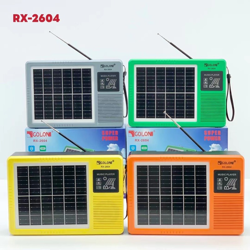 Cross-border RX-2604 Solar LED Rechargeable Emergency Light with FM Radio, Card Slot, Portable Bluetooth Speaker