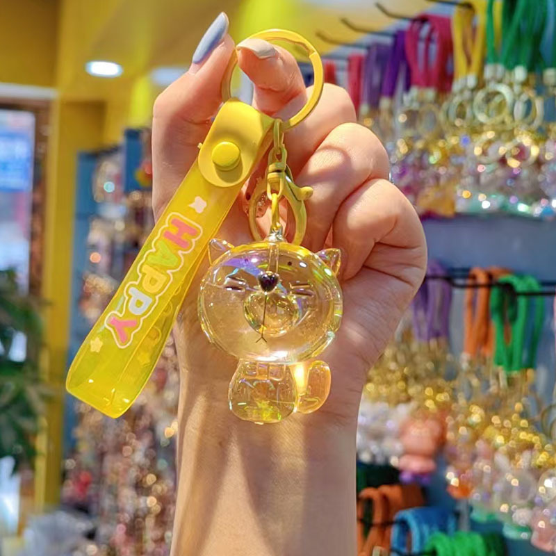 Acrílico cara grande gatos llaveros chapado transparente pareja de color llaveros caricatura bolsa feia colgante