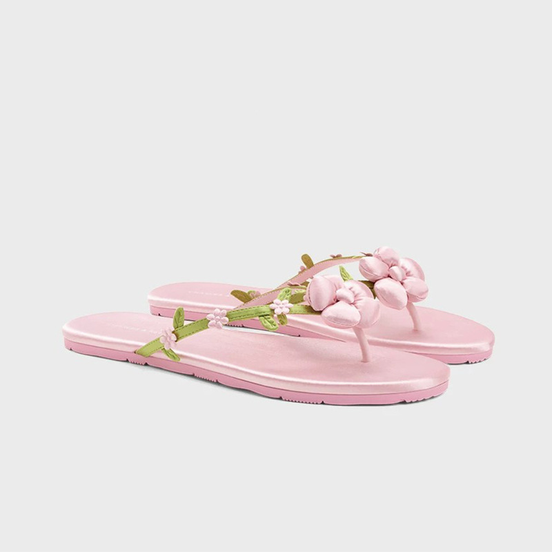 European and American Fashion Plus-Size Melissa-Style Floral Soft-Soled Flat Casual Beach Flip-Flops for Women Summer
