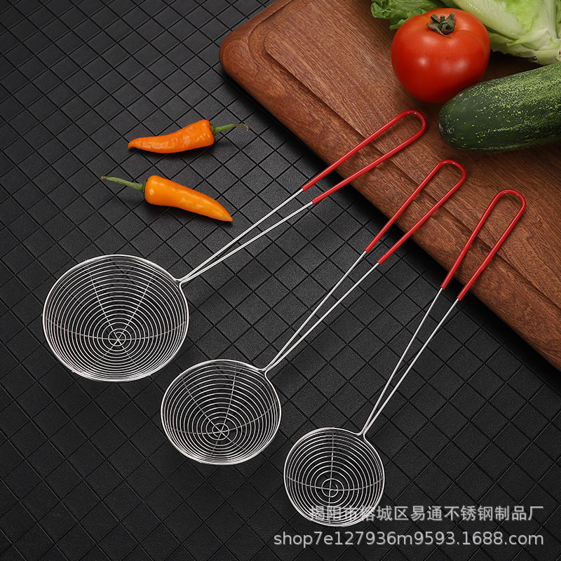 Promocional de acero inoxidable colador de té de leche de perlas cuchara de perlas pequeña cuchara redonda Rosa suministros de té de leche fuga de hilo de pegamento rojo