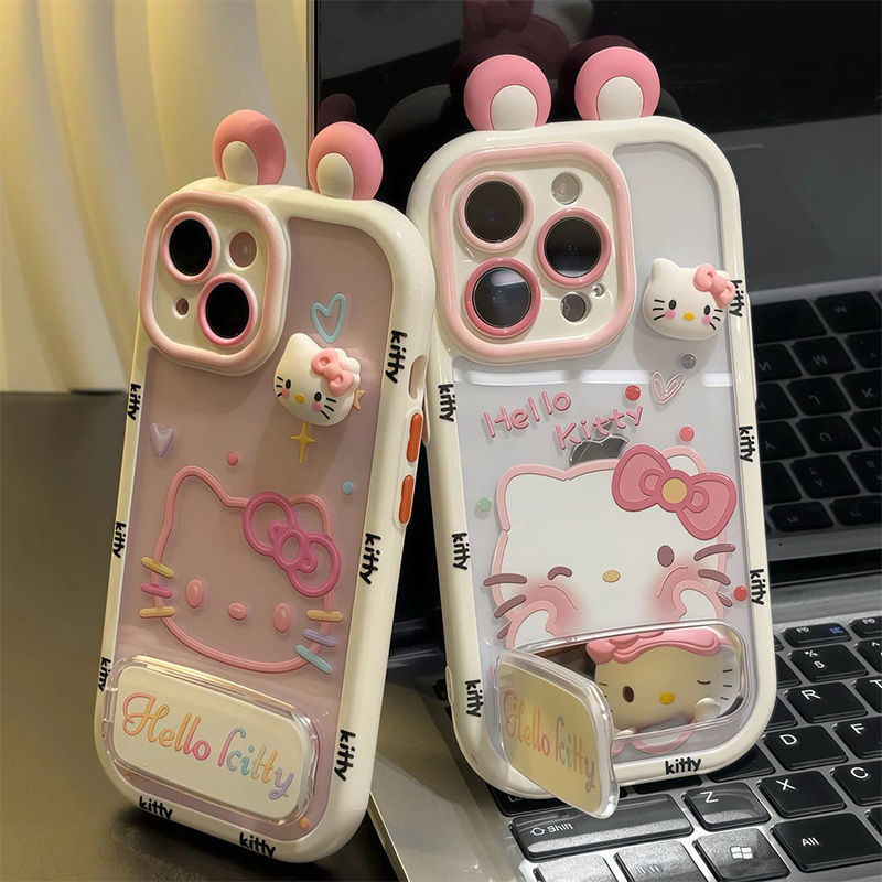 KT 猫耳ホルダー Apple 16Pro クリーム 携帯電話ケース 透明 iPhone15Promax 携帯電話ケース オールインクルーシブ|undefined