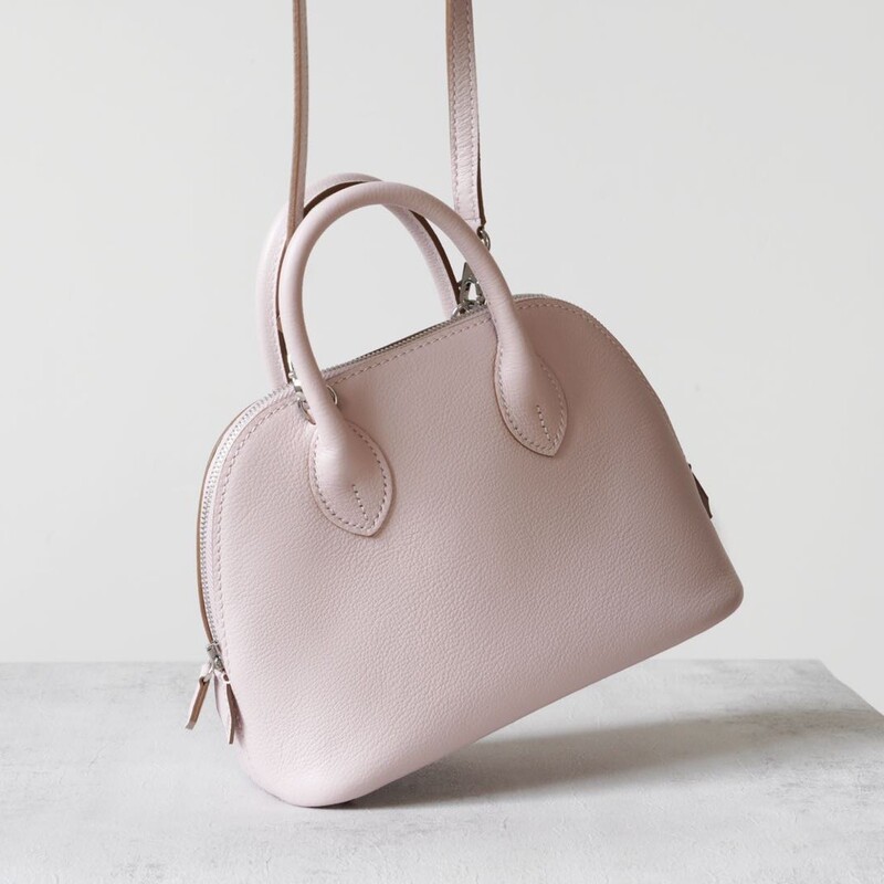 【High-End】 Semi-Waxed First Layer Ev Cowhide Mini Bowling Shell Bag for Women, Shoulder Bag, Handbag, Crossbody Bag