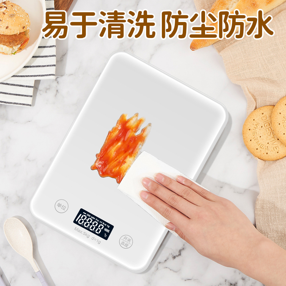 Escala de cocina doméstica pequeña etiqueta personalizada de vidrio temperado precisión escala de horneado escala de café pesado gramo al por mayor